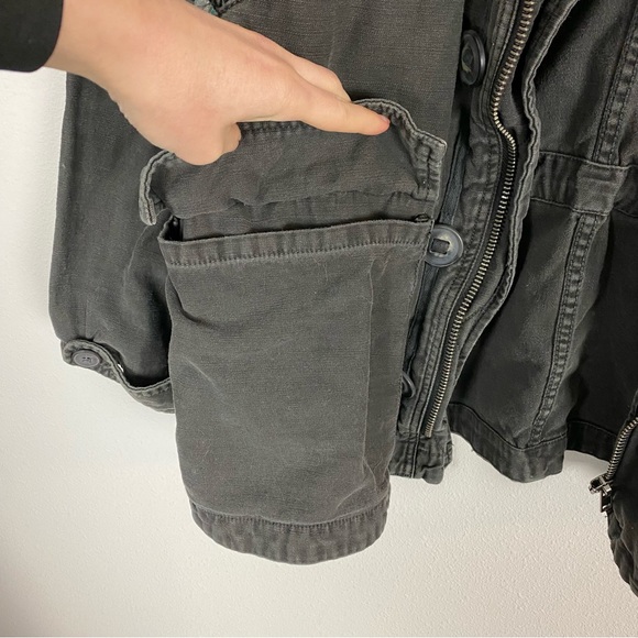 Free People Joshua Tree Oversized Gray Black Utility Cargo Jacket - Picture 7 of 13